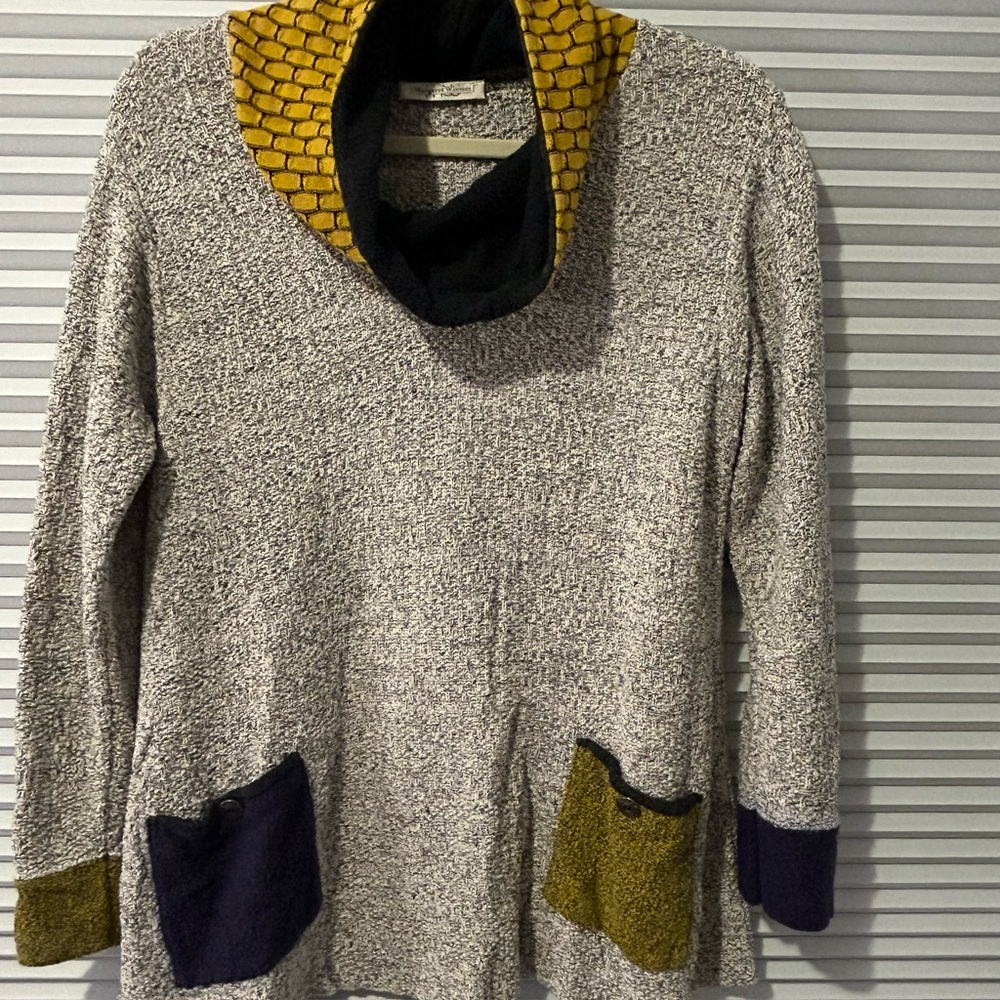 Margaret Winters Cowl Neck Asymmetrical Sweater